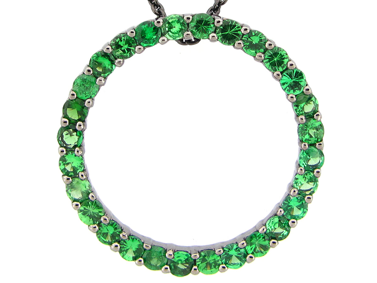 TSAVORITE PENDANT, BLACK FINISH, SILVER (N)