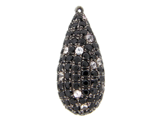 BLACK SPINEL & WHITE SAPPHIRE  PENDANT,BLACK FINISH,  SILVER (N/H)