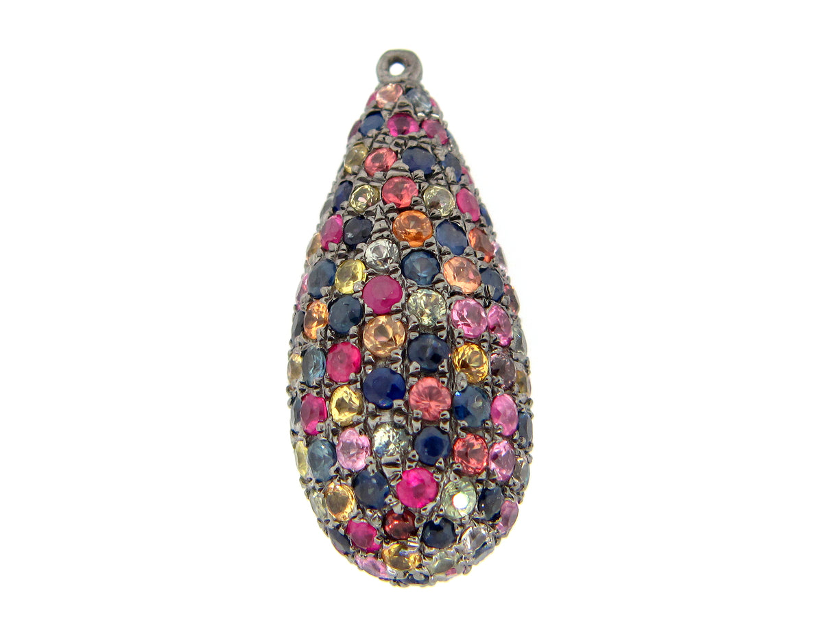 RAINBOW SAPPHIRE PENDANT, BLACK FINISH, SILVER (H/U)