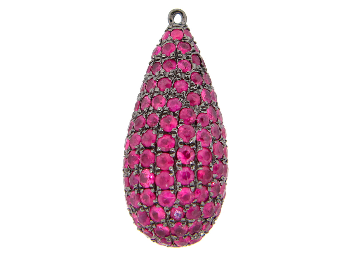 PINK SAPPHIRE PENDANT, BLACK FINISH, SILVER (H)