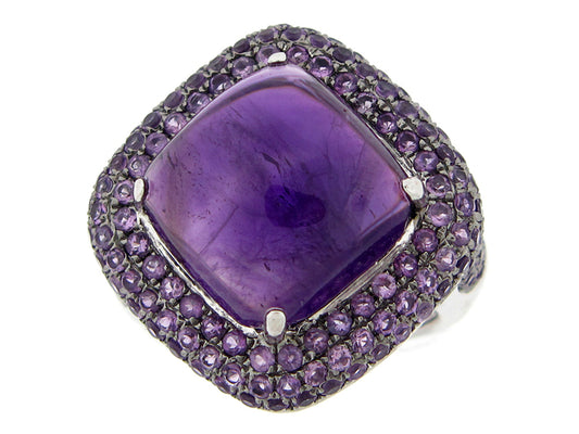 AMETHYST RING, SILVER (H)