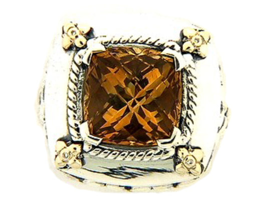 CITRINE & DIAMOND RING, SILVER/18K (E/N), C=8.00