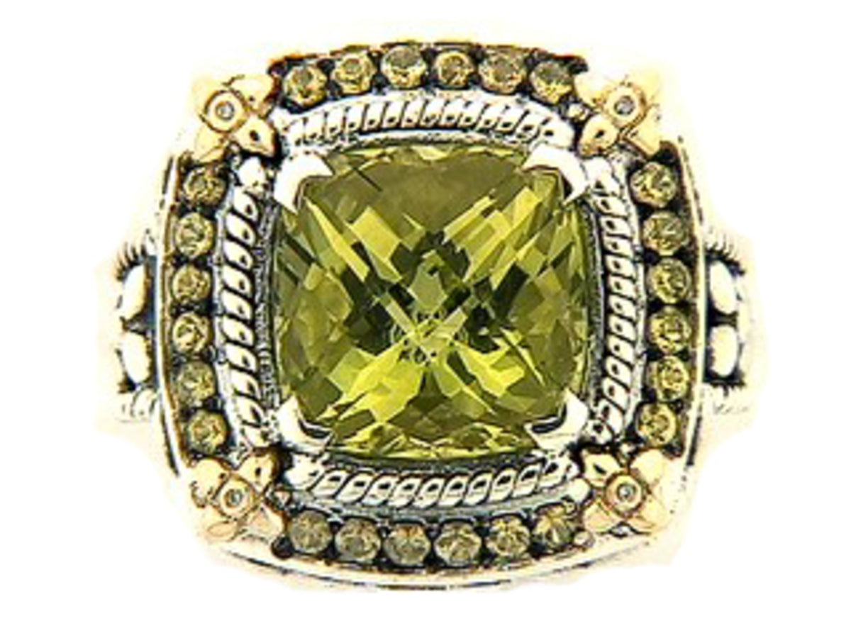 LEMON QUARTZ, YELLOW SAPPHIRE & DIAMOND RING