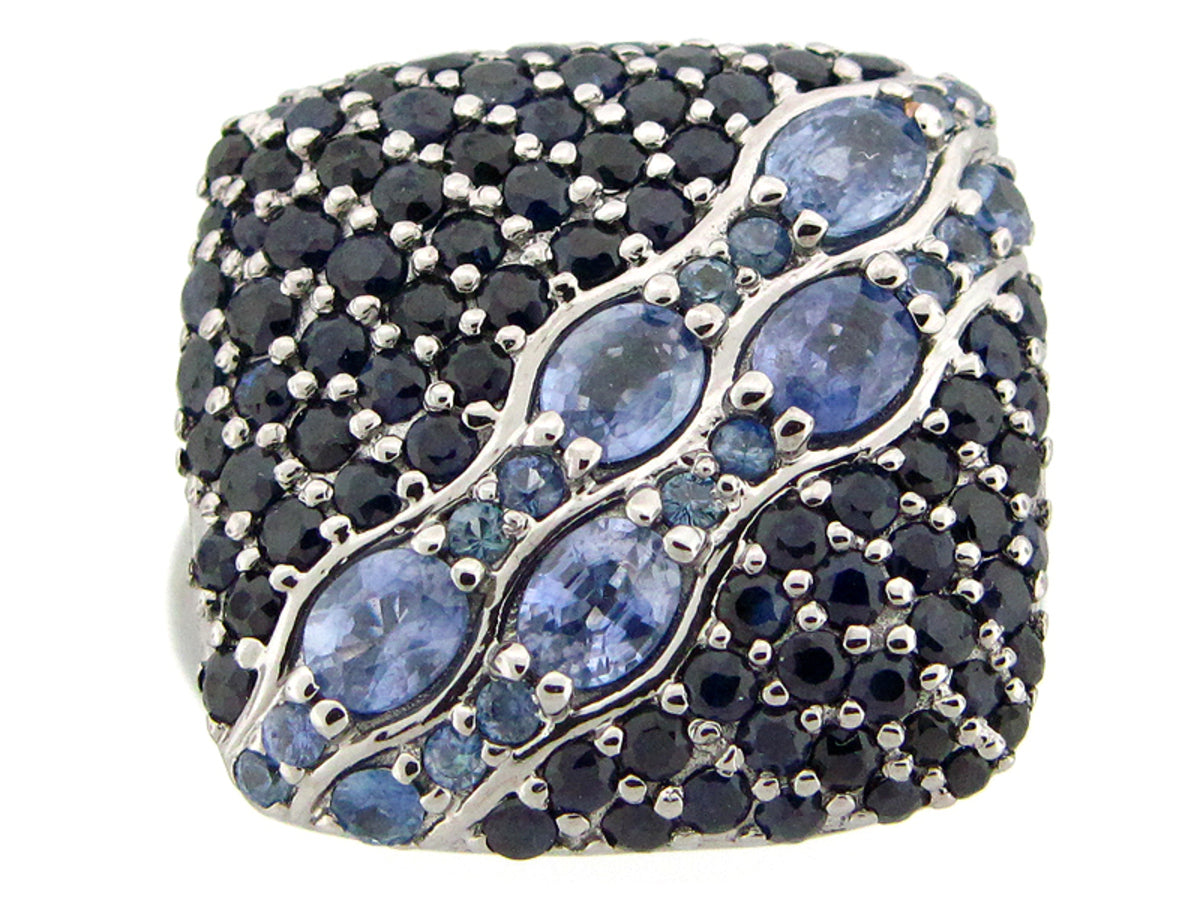 SAPPHIRE RING, BLACK FINISH, SILVER (H)