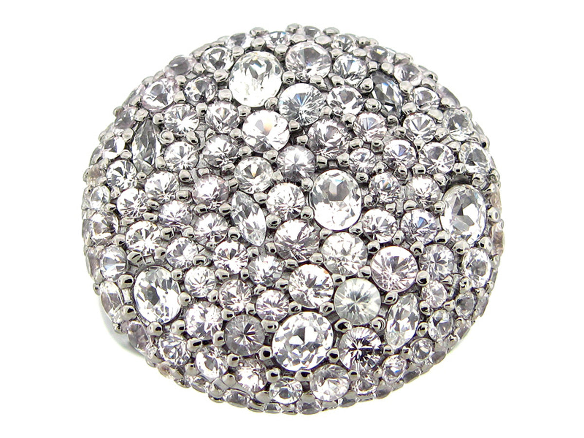 WHITE SAPPHIRE RING, BLACK FINISH, SILVER (H)