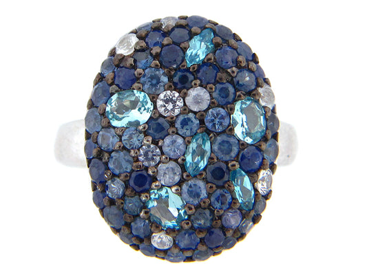 Sapphire/Blue Topaz Ring, Silver (H/R)