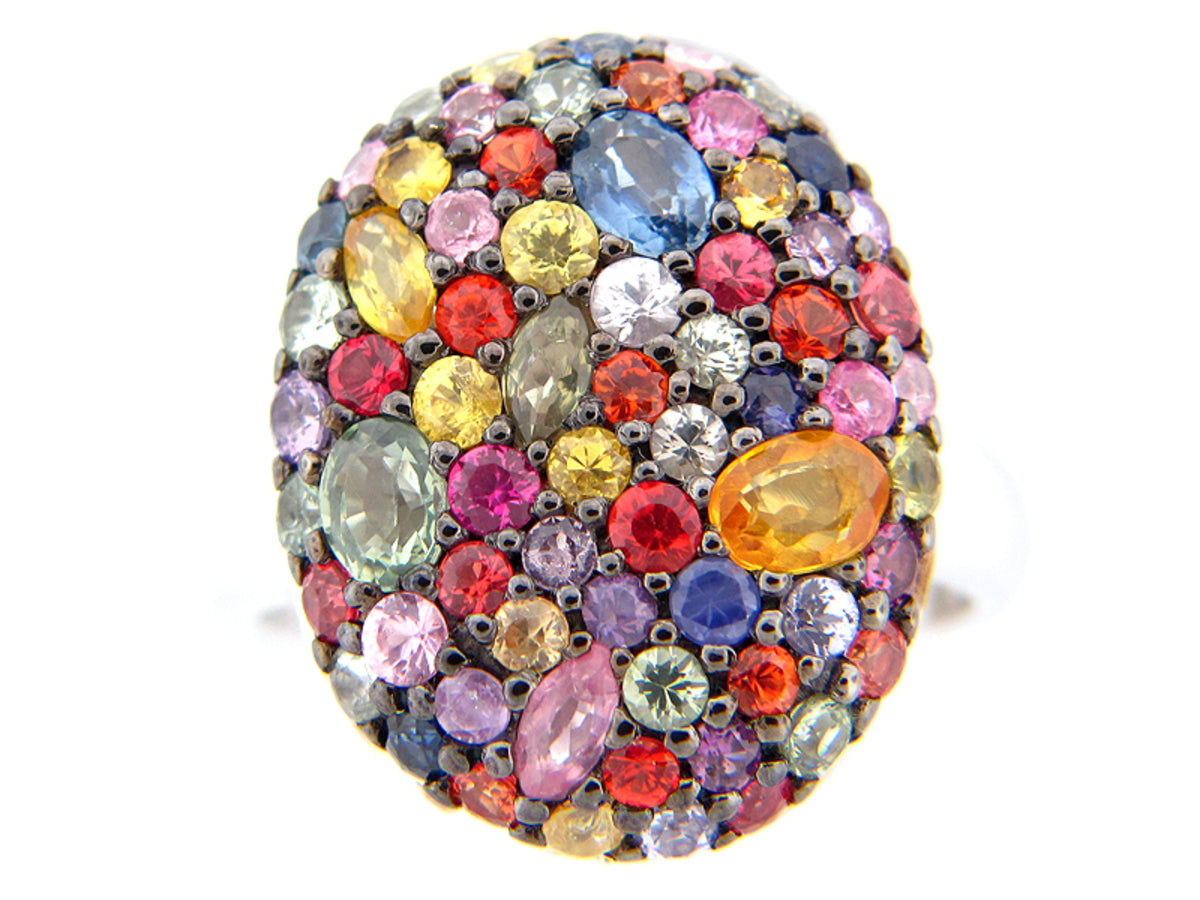 RAINBOW SAPPHIRE RING, SILVER (E/U)