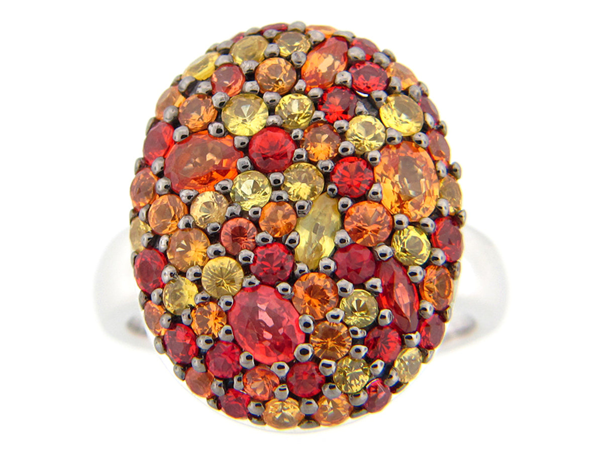 ORANGE SAPPHIRE RING, SILVER (E/U)