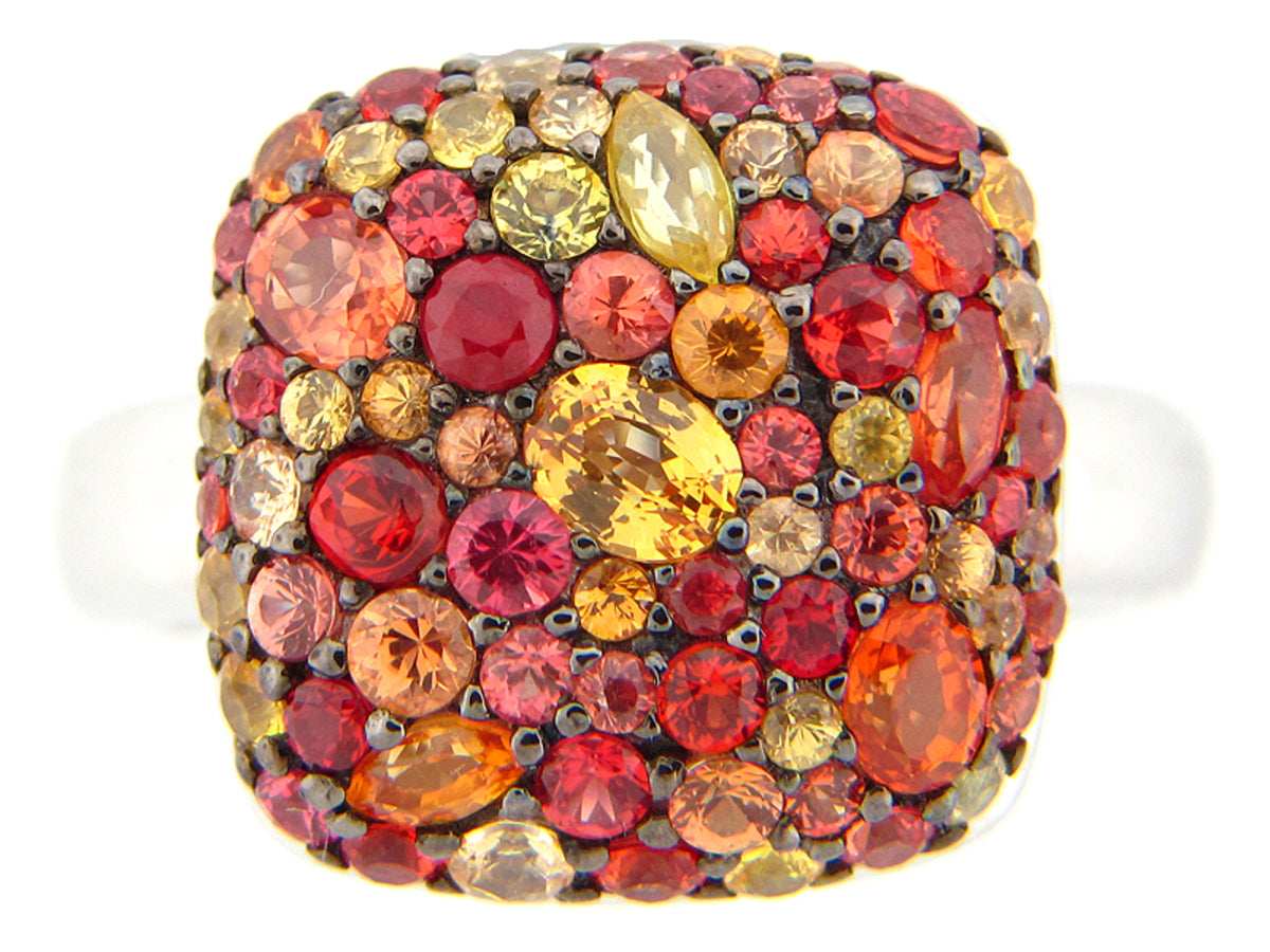 ORANGE SAPPHIRE RING, SILVER (E/U)