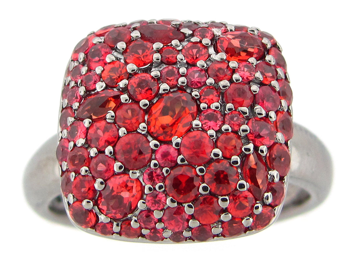 ORANGE SAPPHIRE RING, BLACK FINISH, SILVER (H/U)