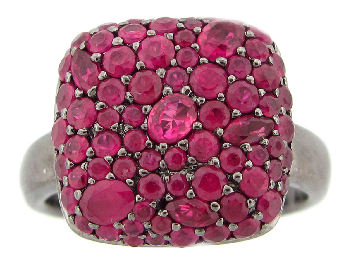 RUBY RING, BLACK FINISH, SILVER (H)