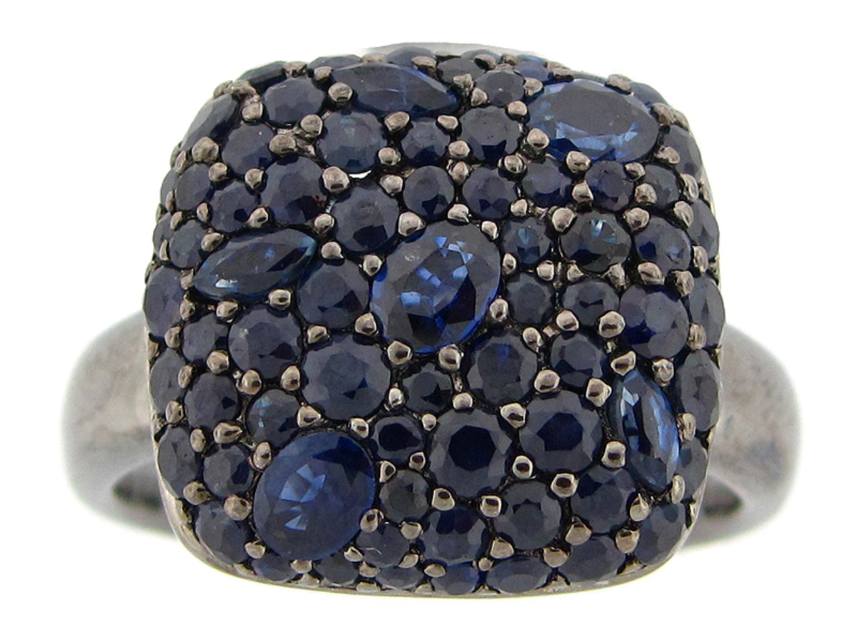 SAPPHIRE RING, BLACK FINISH, SILVER (H)