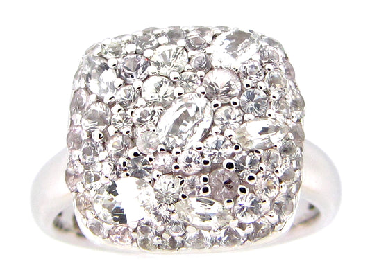 WHITE SAPPHIRE RING, SILVER (H)