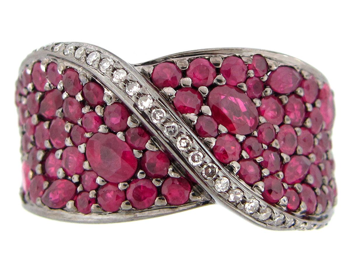 RUBY RING, BLACK FINISH, SILVER (H), C=3.78