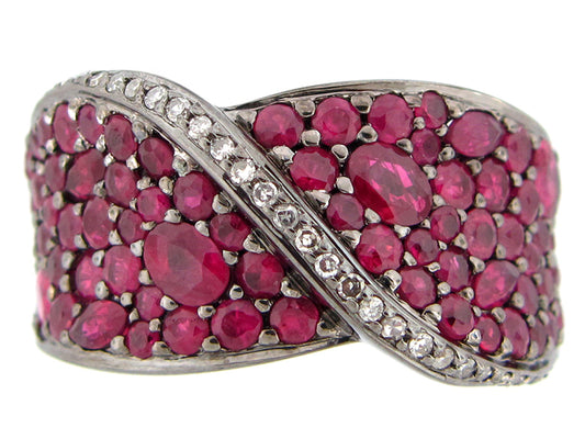RUBY RING, BLACK FINISH, SILVER (H), C=3.78