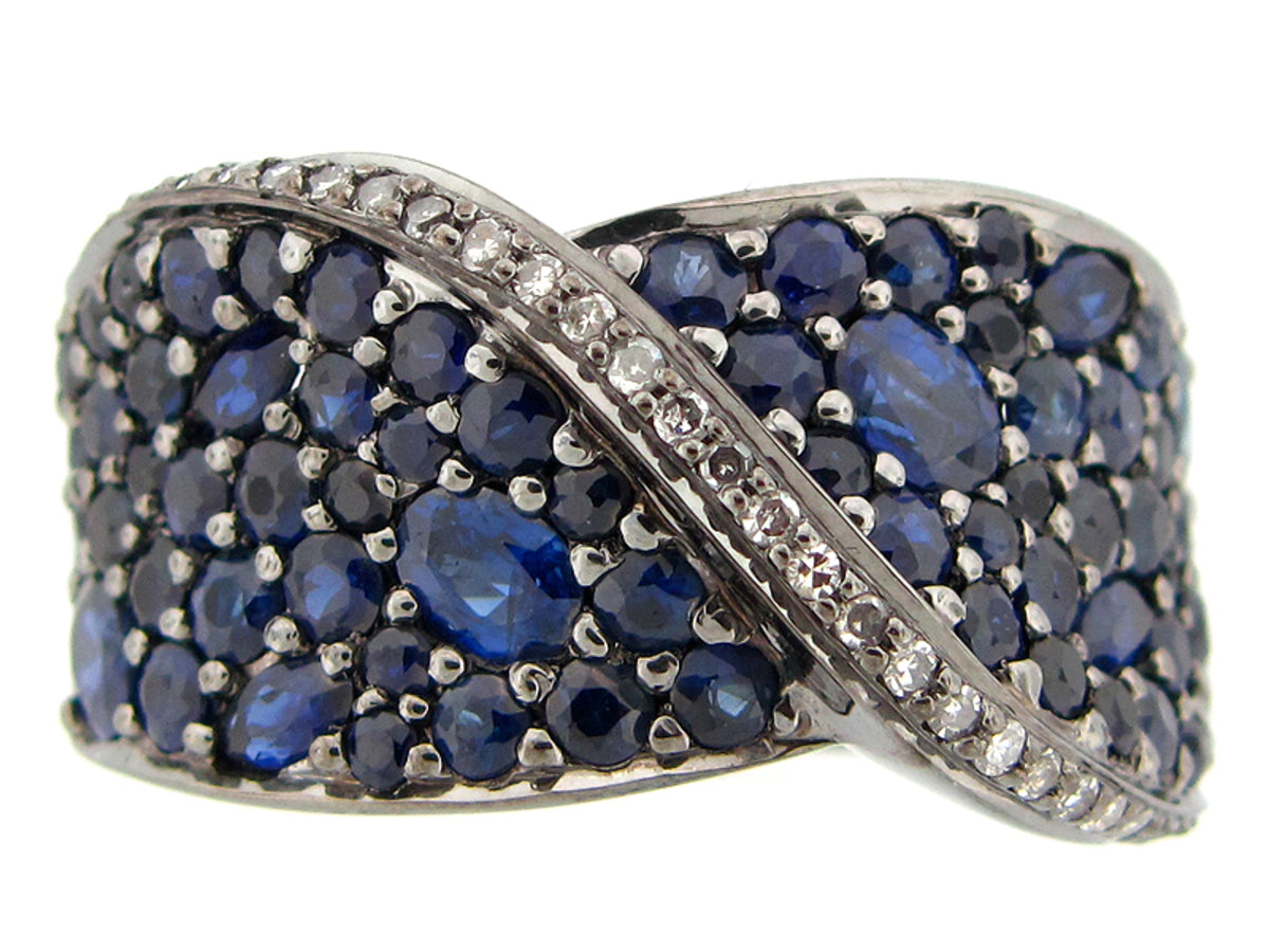SAPPHIRE RING, BLACK FINISH, SILVER (H), C=3.78