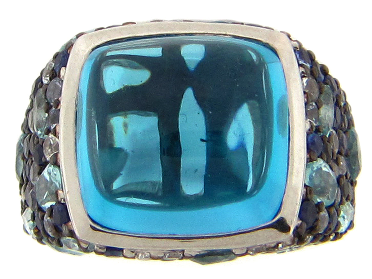 SAPPHIRE/BLUE TOPAZ RING, SILVER (E/R)