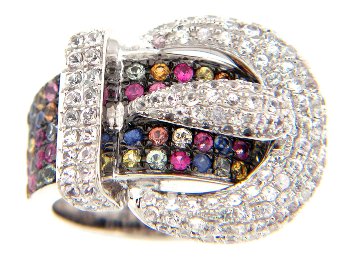 RAINBOW SAPPHIRE RING, SILVER (H/U)