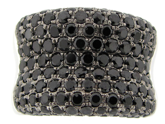 BLACK SPINEL RING, BLACK FINISH, SILVER (N)