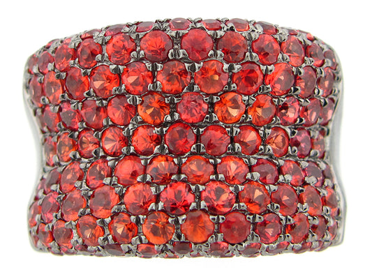ORANGE SAPPHIRE RING, BLACK FINISH, SILVER (H/U)