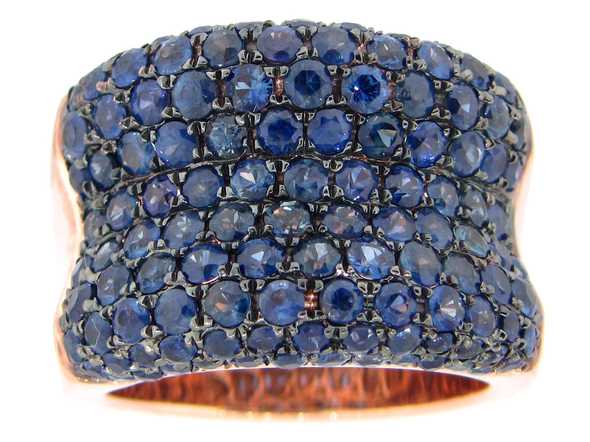 SAPPHIRE RING, ROSE FINISH, SILVER (H)