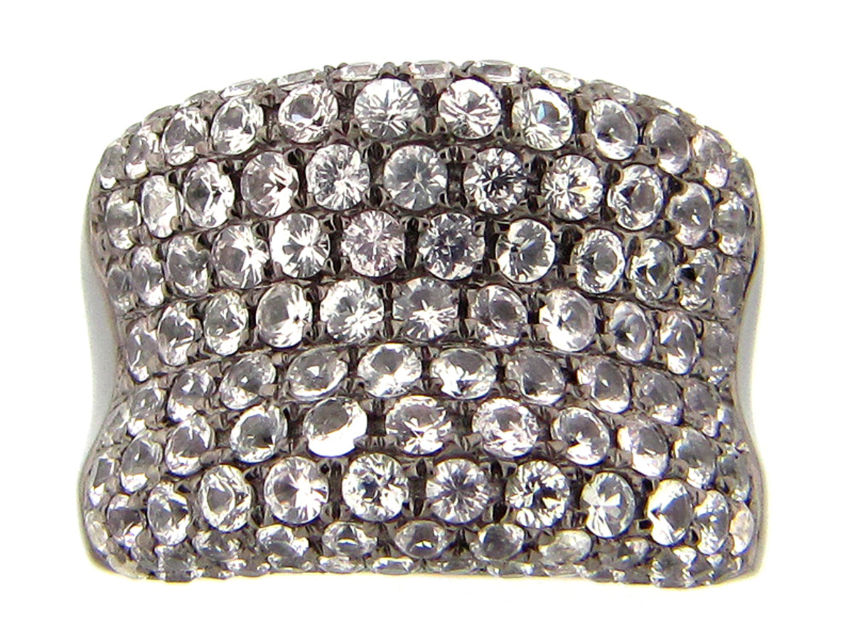 WHITE SAPPHIRE RING, BLACK FINISH, SILVER (E)