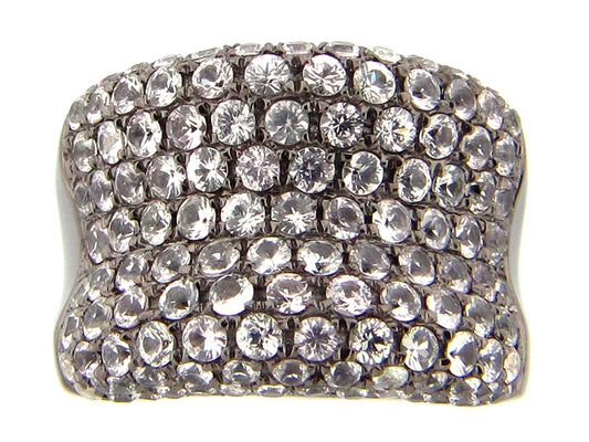 WHITE SAPPHIRE RING, BLACK FINISH, SILVER (E)