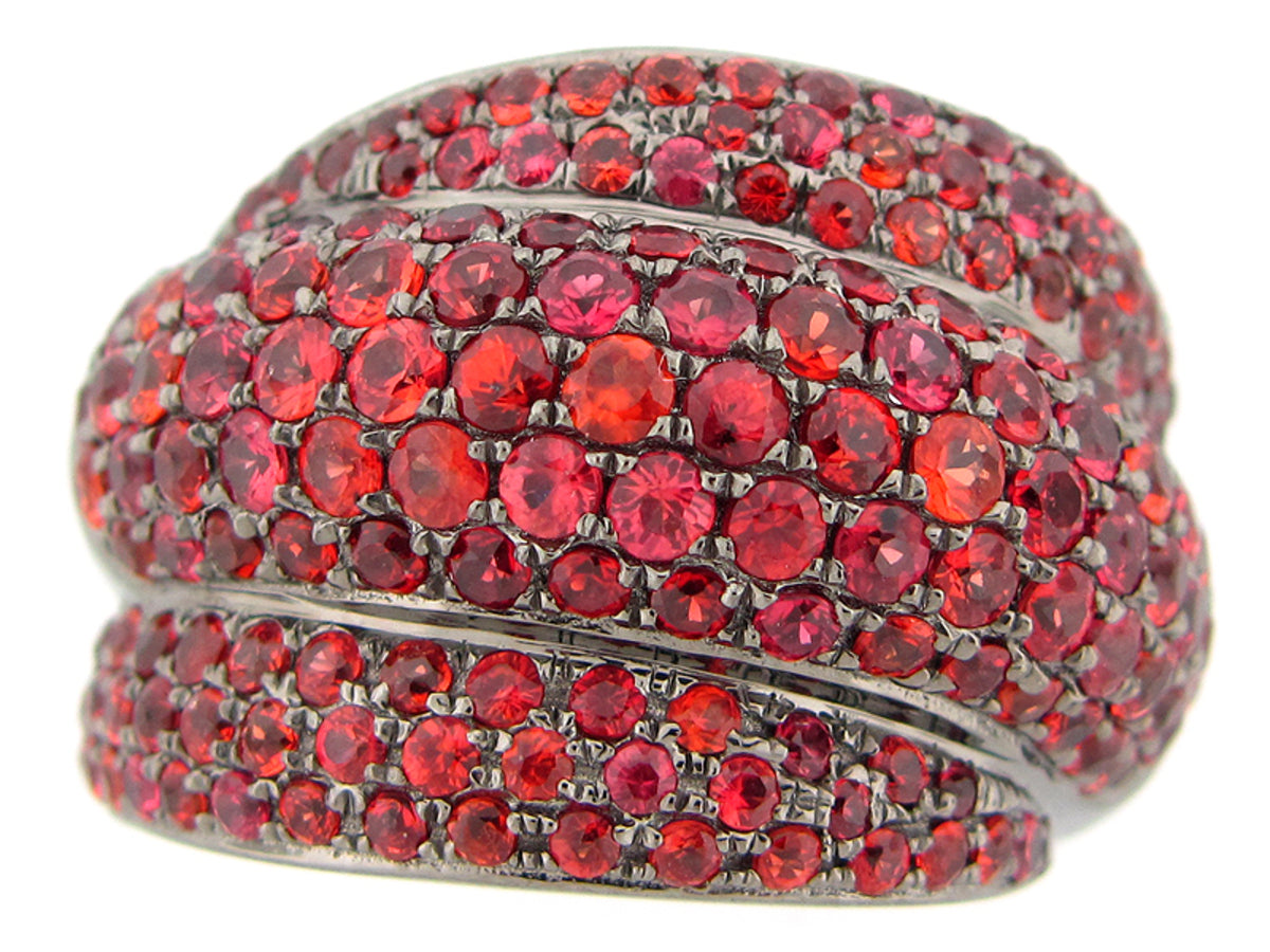 ORANGE SAPPHIRE RING, BLACK FINISH, SILVER (H/U)