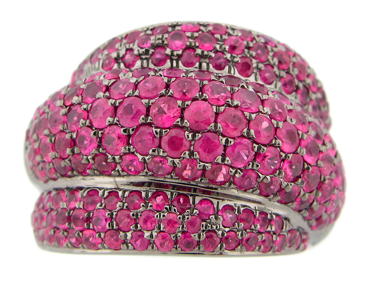 PINK SAPPHIRE RING, BLACK FINISH