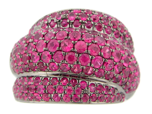 PINK SAPPHIRE RING, BLACK FINISH