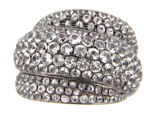 WHITE SAPPHIRE RING, BLACK FINISH