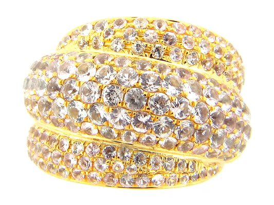 WHITE SAPPHIRE RING, YELLOW FINISH