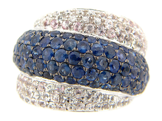 BLUE & WHITE SAPPHIRE RING, SILVER (E)