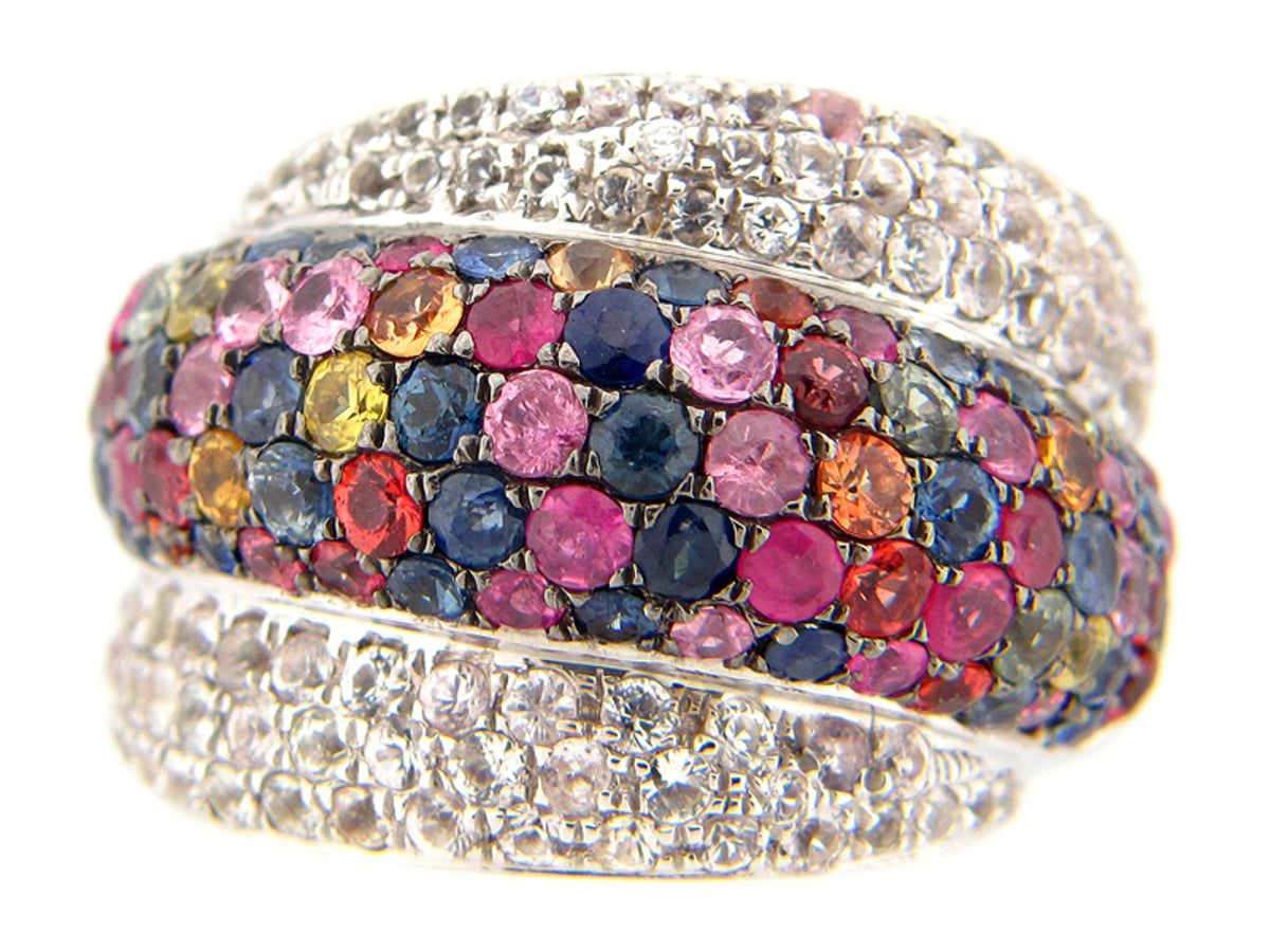 RAINBOW & WHITE SAPPHIRE RING, SILVER (E/U)