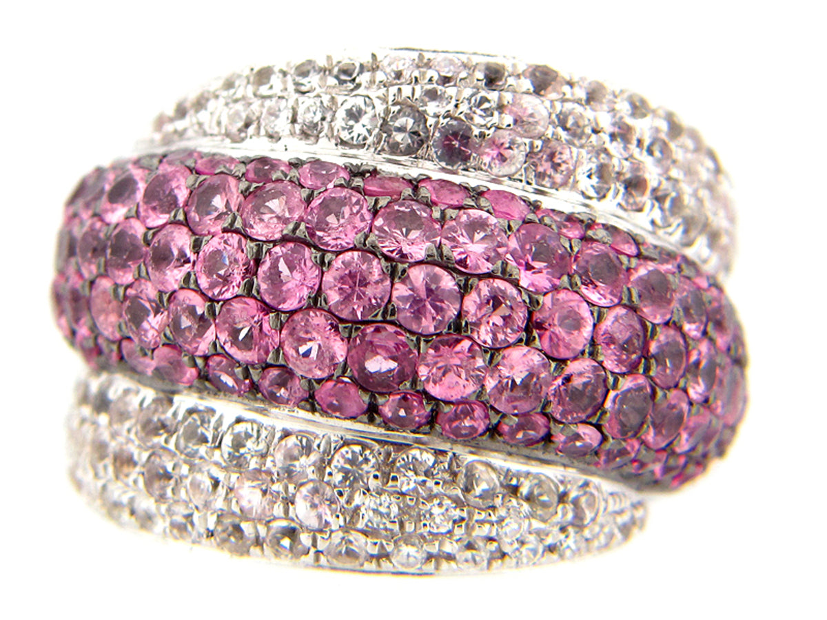 PINK & WHITE SAPPHIRE RING, SILVER (E)