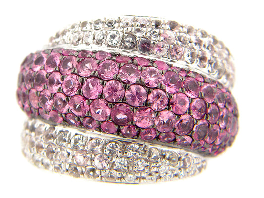PINK & WHITE SAPPHIRE RING, SILVER (E)