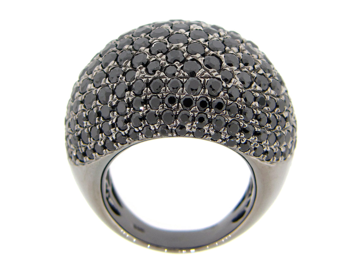 BLACK SPINEL RING, BLACK FINISH, SILVER (N)