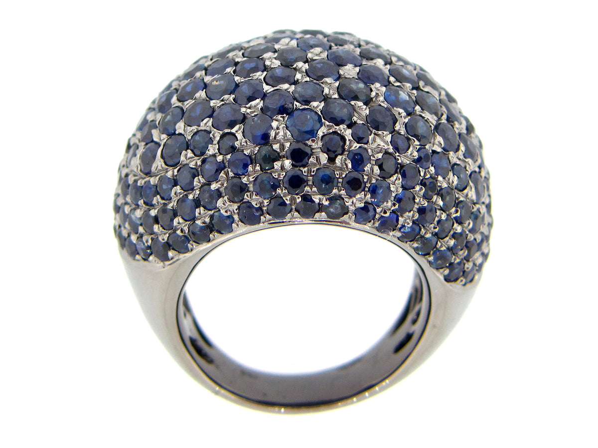 SAPPHIRE RING, BLACK FINISH, SILVER (H)