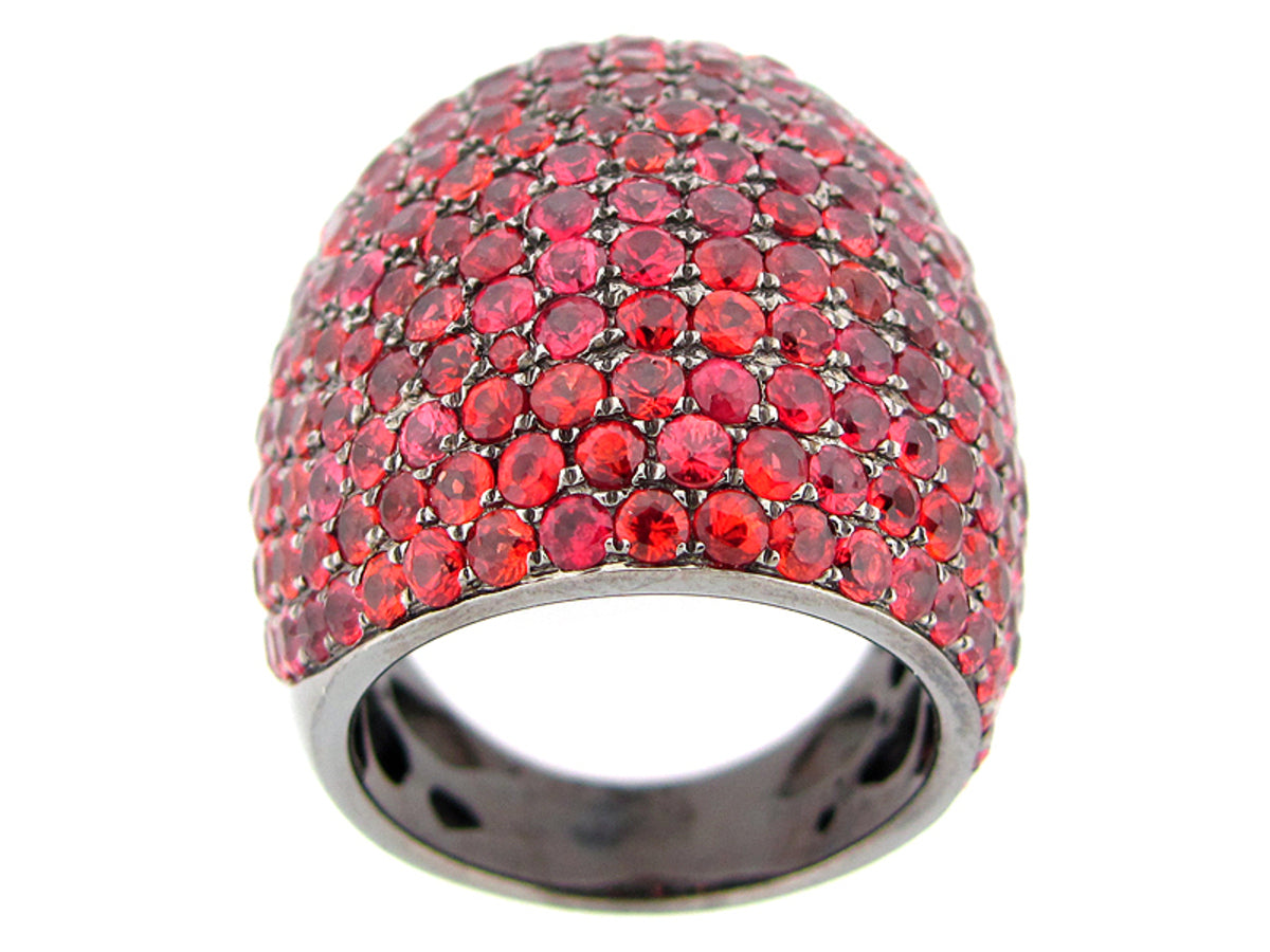 ORANGE SAPPHIRE RING, BLACK FINISH, SILVER (H/U)
