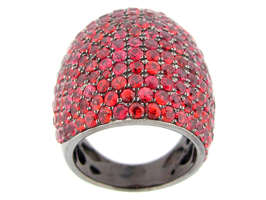 ORANGE SAPPHIRE RING, BLACK FINISH, SILVER (H/U)