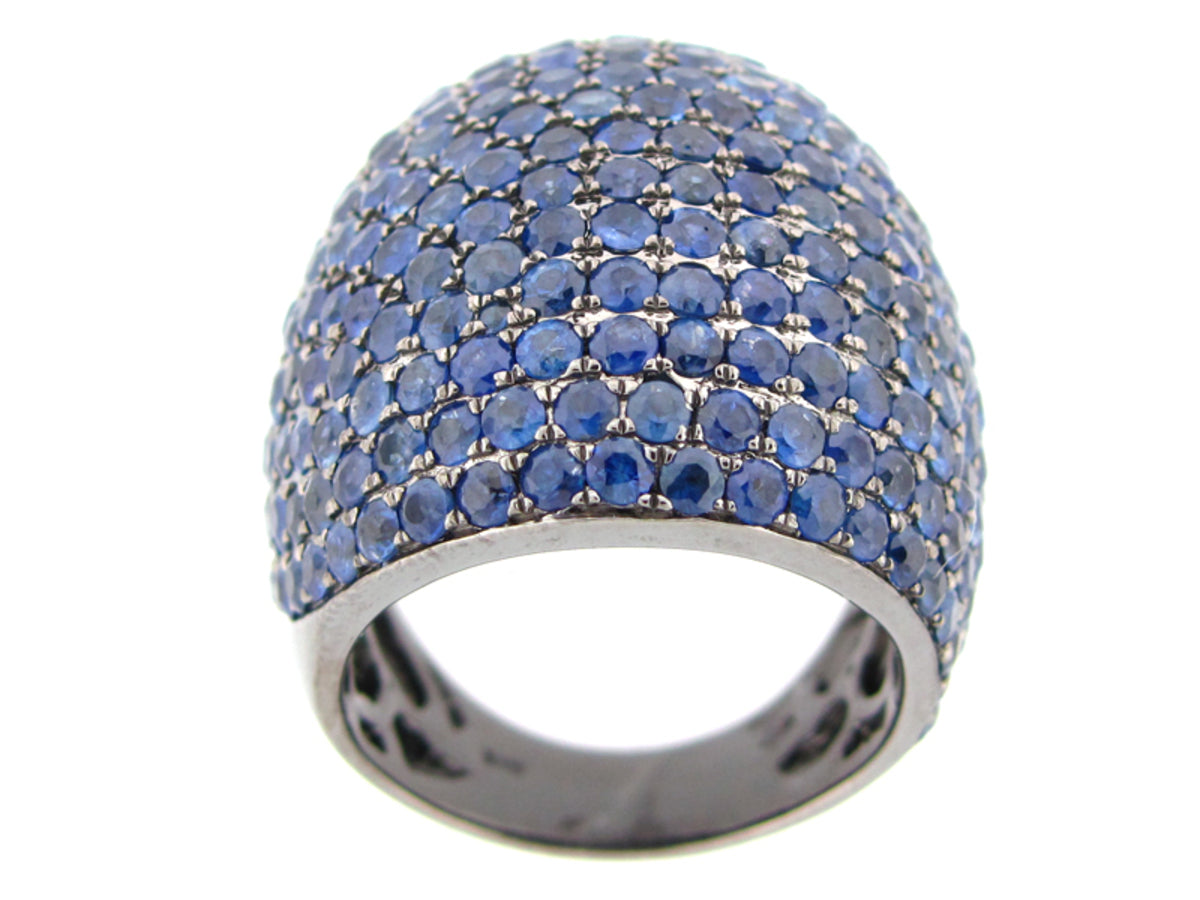 SAPPHIRE RING, BLACK FINISH, SILVER (E)