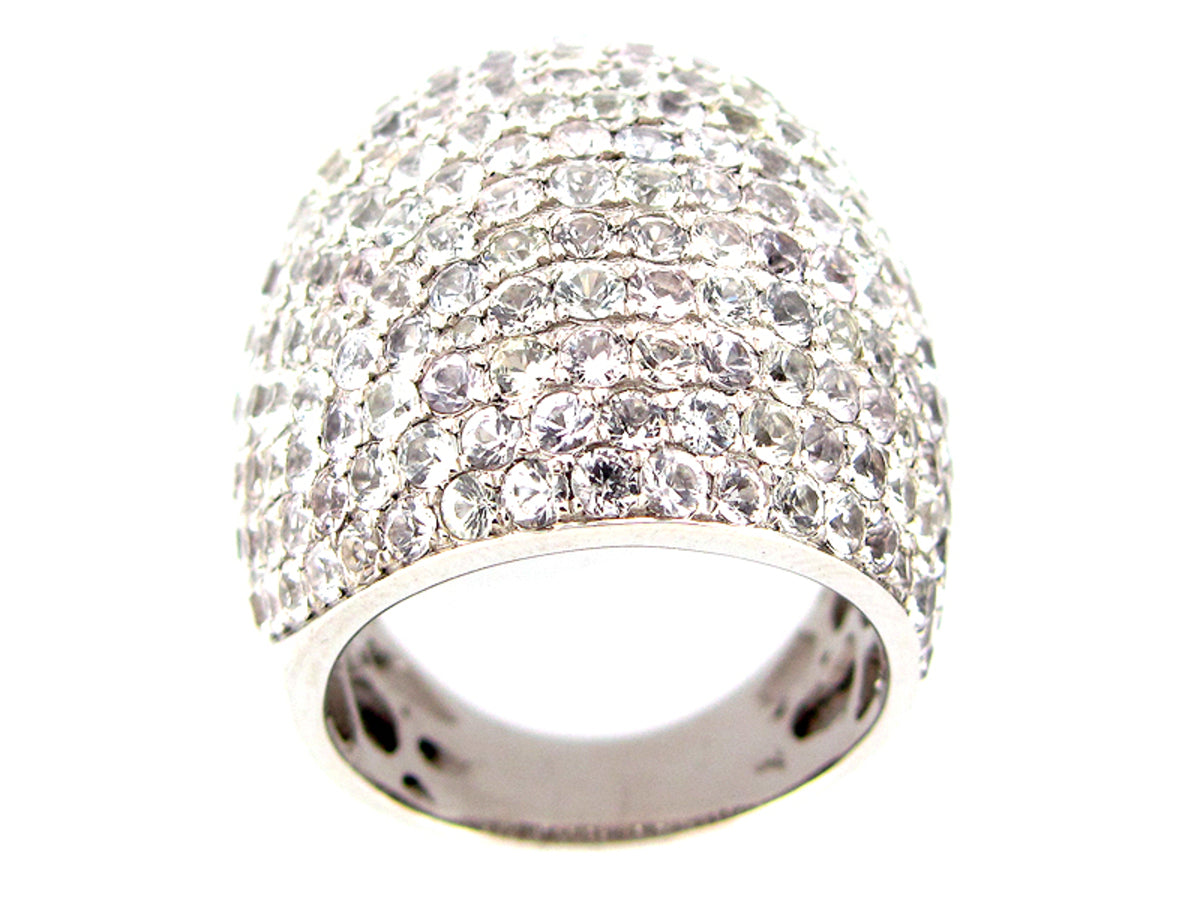 WHITE SAPPHIRE RING, SILVER (E)