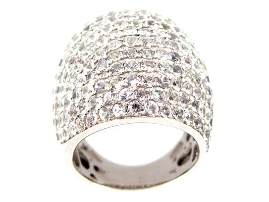 WHITE SAPPHIRE RING, SILVER (E)