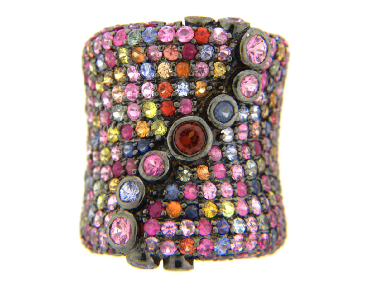 RAINBOW SAPPHIRE RING, SILVER (E/U)
