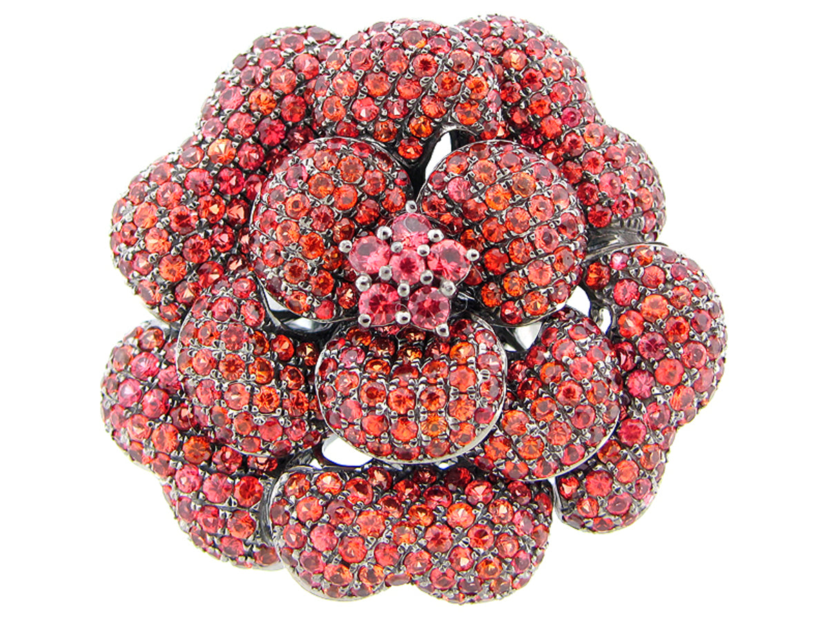 ORANGE SAPPHIRE RING, BLACK FINISH, SILVER (H/U)