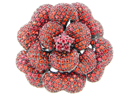 ORANGE SAPPHIRE RING, BLACK FINISH, SILVER (H/U)