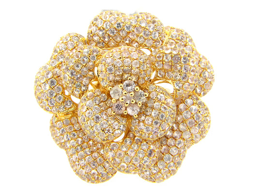 WHITE SAPPHIRE RING, YELLOW FINISH, SILVER (E)