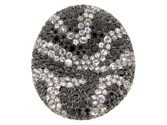 BLACK SPINEL & WHITE SAPPHIRE RING, BLACK FINISH, SILVER (N/H)