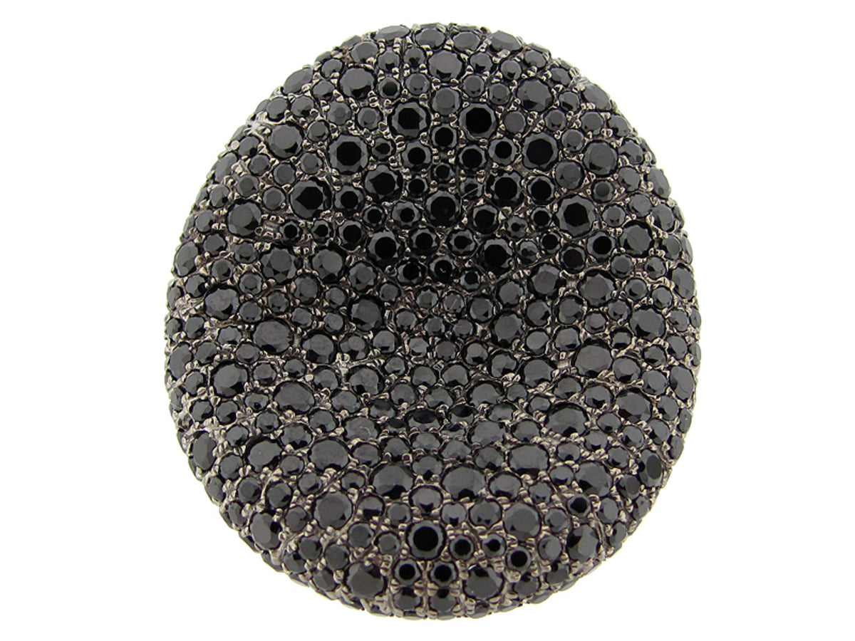 BLACK SPINEL RING, BLACK FINISH, SILVER (N)