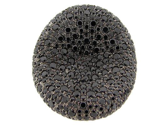 BLACK SPINEL RING, BLACK FINISH, SILVER (N)